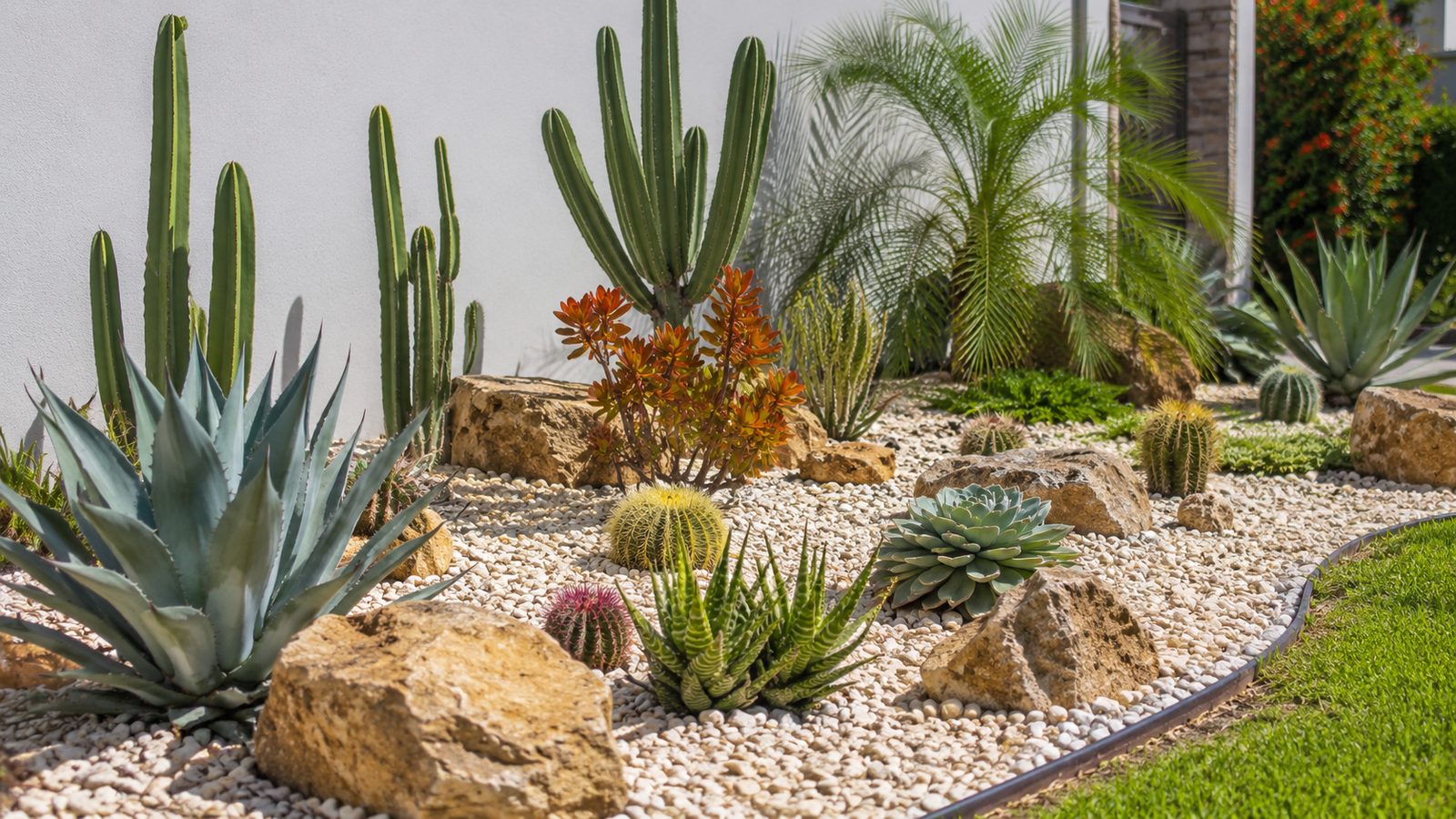 Jardín de suculentas recién instalado