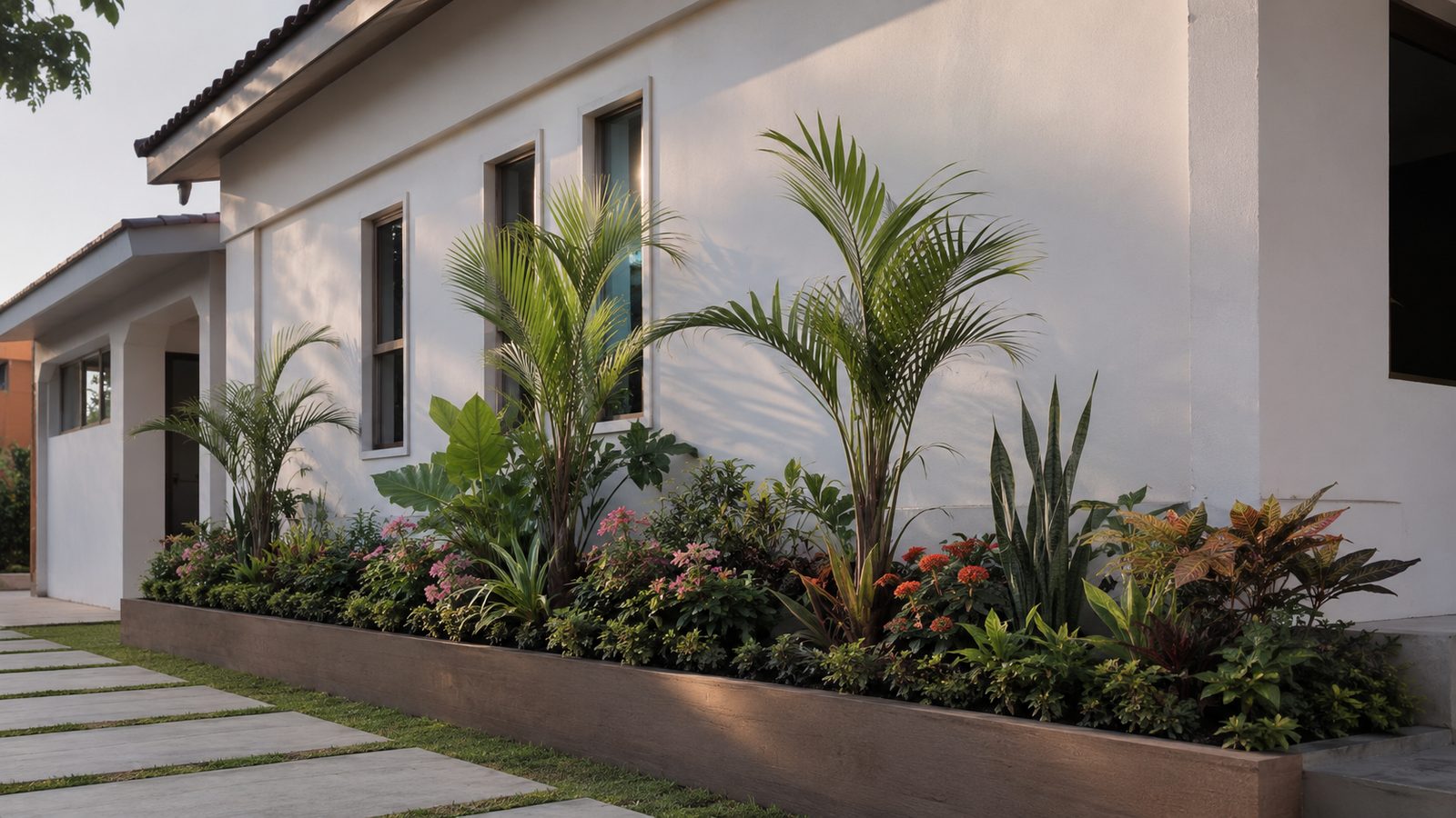 Jardineras de madera personalizadas junto a fachada de casa